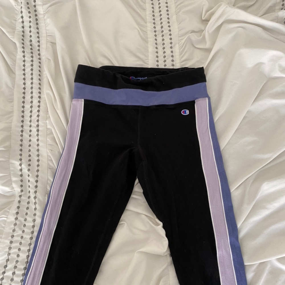 champion leggings with color blocking on the side